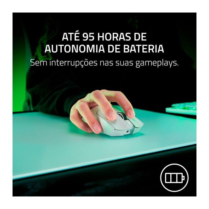 Mouse Gamer Sem Fio Razer Viper V3 Pro White Edition, Sensor Focus